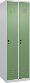 C+P Wäsche-Spind Classic PLUS mit 2 Abteilen, Sicherheits-Drehriegel, 4 Fachböden und Soft-Close-Türen, Farbe: Grau/Grün, H x B x T: 185 x 60 x 50 cm - Bild 1