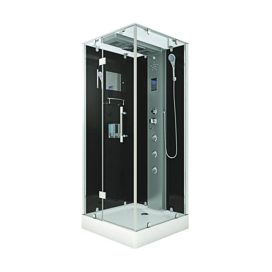 AquaVapore Duschkabine Komplettdusche D38-13L0-EC mit Regendusche, Handbrause und LED-Beleuchtung, B/T: 90 x 90 cm, Schwarz/Transparent/Weiß - Bild 2