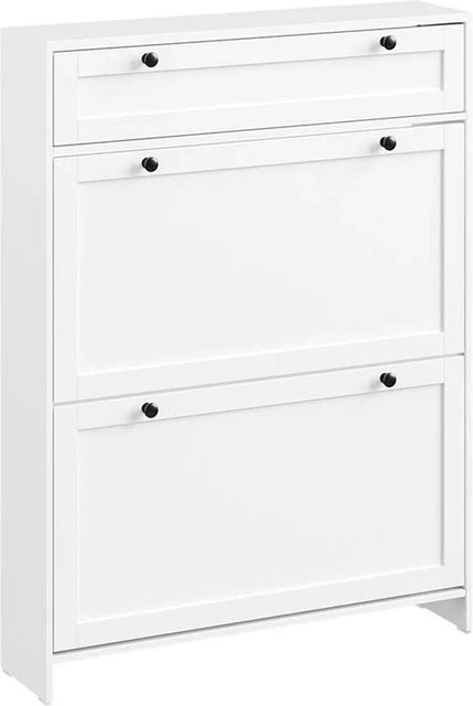 SoBuy Schuhschrank in Weiß mit Schubladen und Klapptüren im Nordic-Stil, B/H/T: 80 x 107 x 19 cm - Bild 1