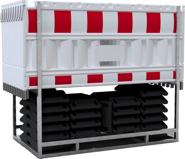 Schake Set-Absperrschranken Multipalette RA1/A in Weiß-Rot, 20 Stück - Bild 1