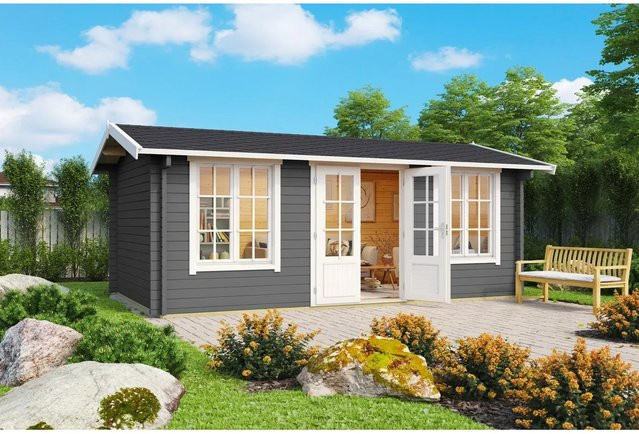 Lasita Blockbohlenhaus Pembrokeshire Gartenhaus mit Satteldach in Grau, B/H/T: 540 x 239,4 x 345,8 cm - Bild 1