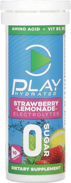 Play Hydrated, Elektrolyte, Erdbeere, Limonade, Brausetabletten, 10 Stück - Bild 1
