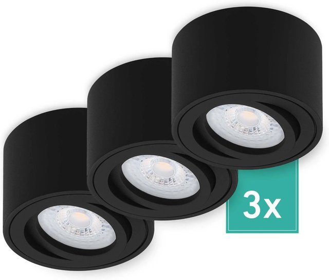 Oktaplex 3er Set Lile S Aufbauspots aus Aluminium in Schwarz mit dimmbaren LED-Modulen, Warmweiß 2700K - Bild 1