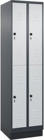 C+P Doppelstock-Spind Classic PLUS mit Sockel und 2 Abteilen, Farbe: Lichtgrau/Anthrazitgrau, H x B x T: 195 x 50 x 50 cm - Bild 1