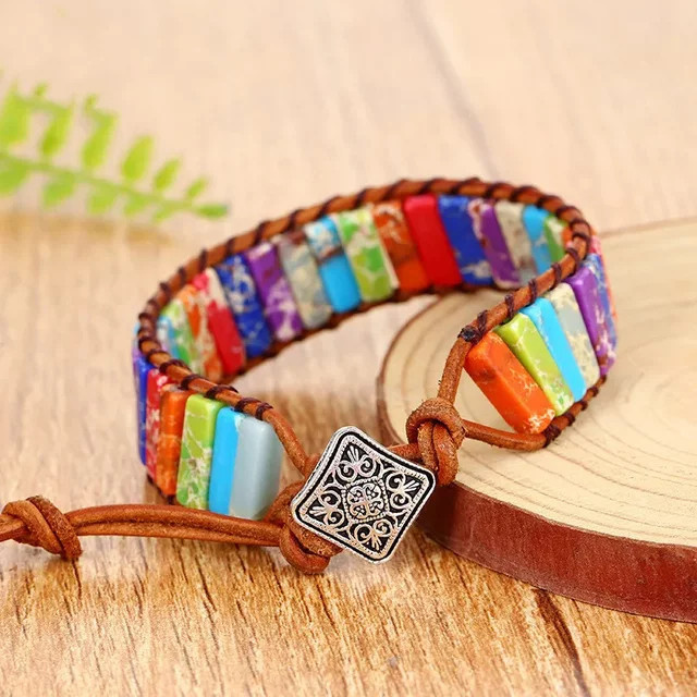 YKGDE Armband, 7-Chakra-Stein, bunt, geflochtenes Seil, Unisex - Bild 1