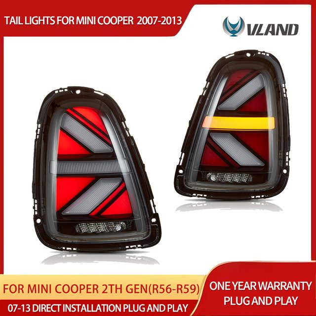Vland II LED-Rücklichter mit bernsteinfarbenem sequentiellem Blinker für Mini Cooper 2. Generation R56 R57 R58 R59 in Orange und Rot - Bild 1