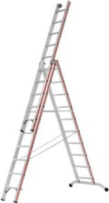 Hymer 3-teilige Stufen-Mehrzweckleiter aus Stahl mit Wandlaufrollen in Silber - Bild 1