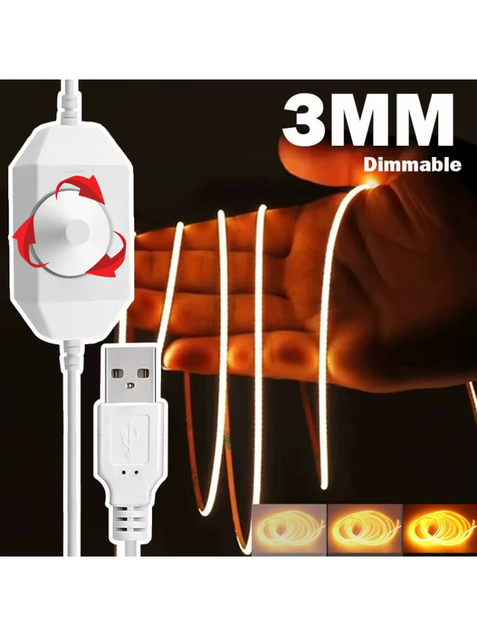 Acosh Neon Dimmbare COB LED Bandleuchte in Warmweiß mit Dimmer und USB-Anschluss für Schrank- und Möbelbeleuchtung - Bild 6