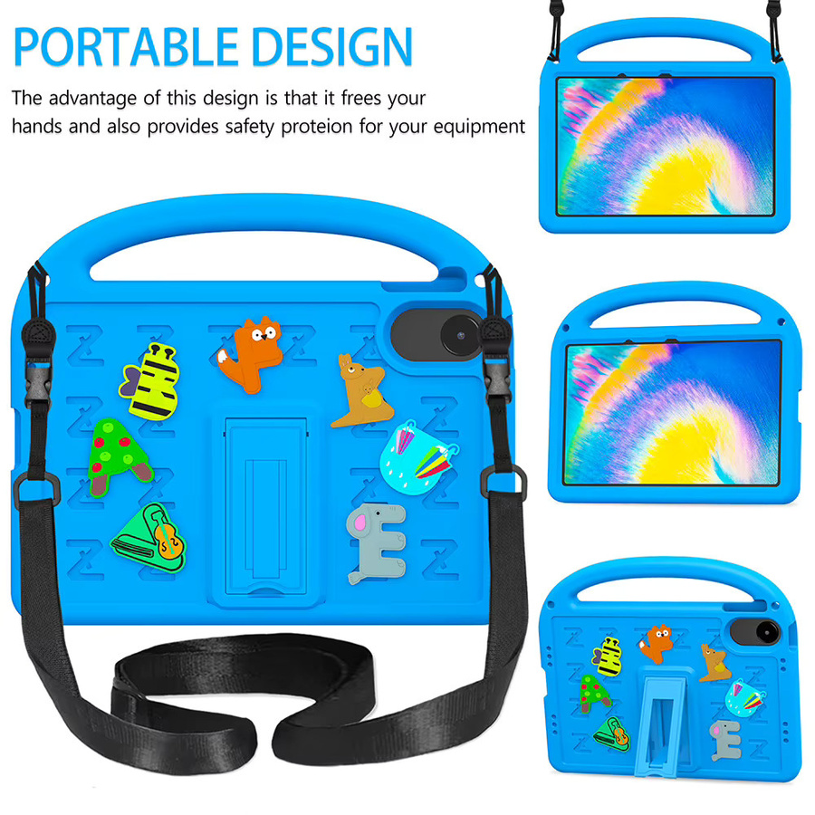 AKABEILA Kindersichere EVA-Hülle für Xiaomi Redmi Pad SE, Pad 2, Pad Pro 11 und 12.1, stoßfeste Tablet-Schutzhülle mit Griff und Ständer in Gelb oder Blau - Bild 3