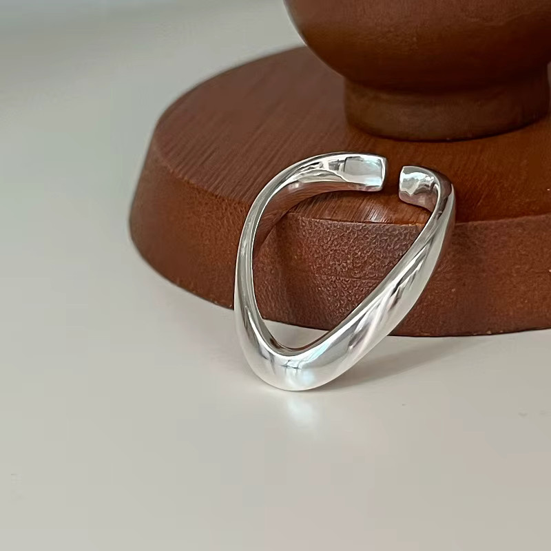 ANENJERY Offener Ring, Unregelmäßige Geometrie, V-form, Unisex - Bild 3