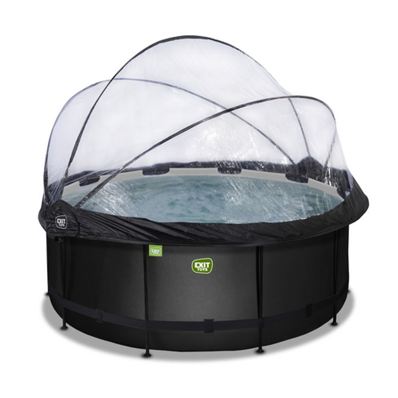 EXIT Toys Black Leather Pool in Schwarz mit Abdeckung und Sandfilterpumpe, Durchmesser: 380 cm, Volumen: 10126 l - Bild 3