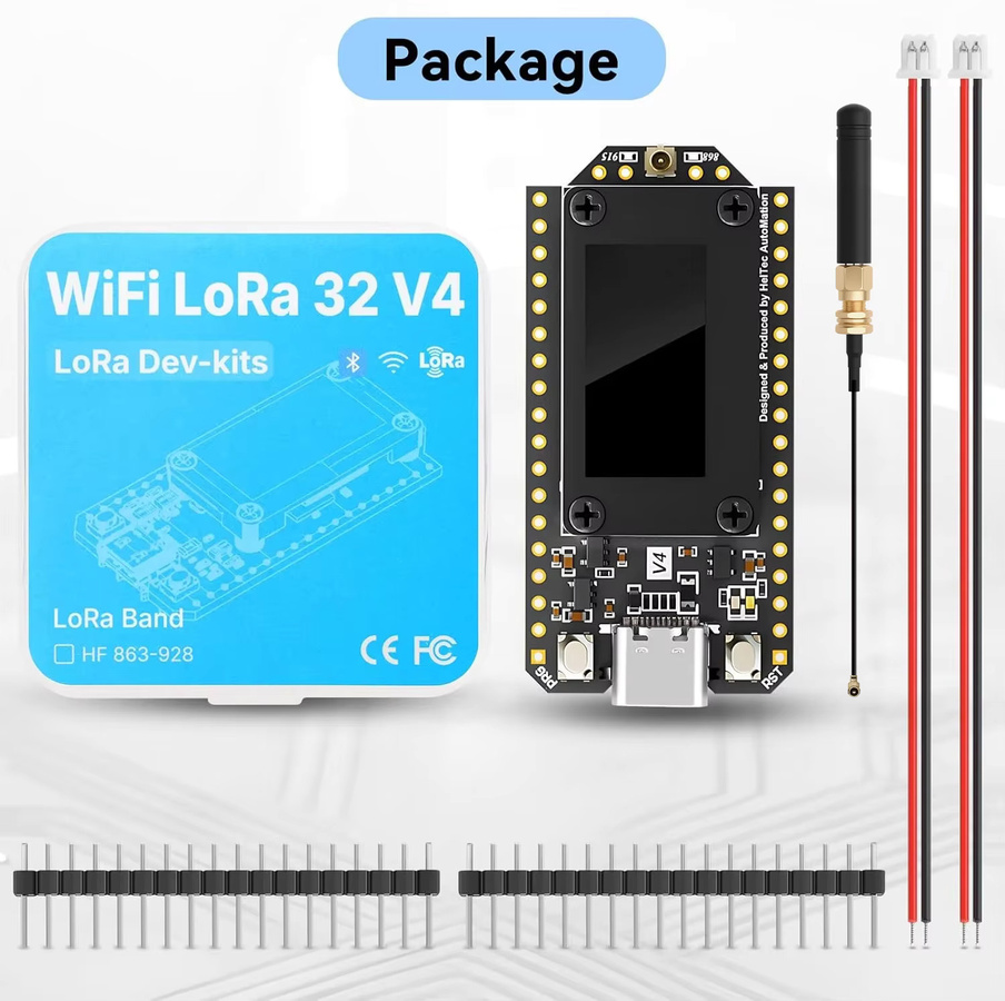 Heltec V4 ESP32-S3 LoRa Entwicklungsboard mit SX1262 Modul, WiFi und Bluetooth, 2MB, 915MHz Antenne, Schwarz - Bild 5