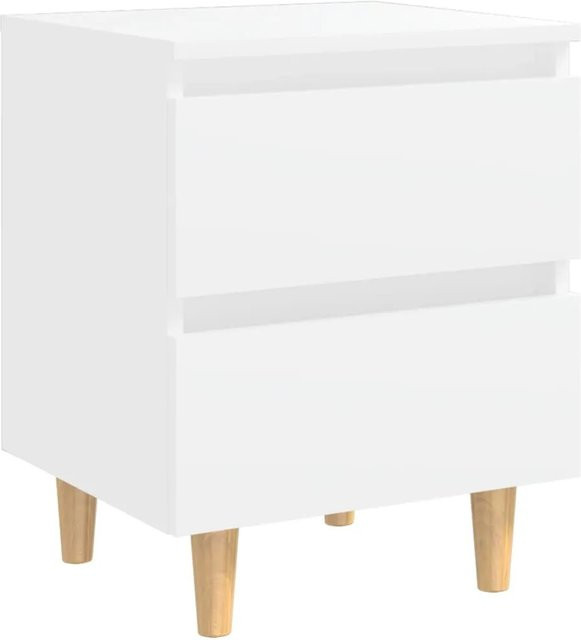 vidaXL Nachttisch in Weiß mit Beinen aus massivem Kiefernholz, B/T/H: 40 x 35 x 50 cm - Bild 1