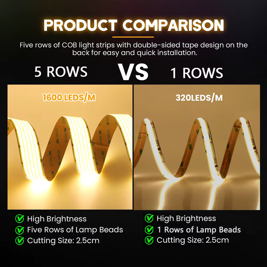 KISUFU COB-LED-Streifen als lineare Lampe, superhelles flexibles Band mit hoher LED-Dichte, Farbe: Weiß - Bild 5