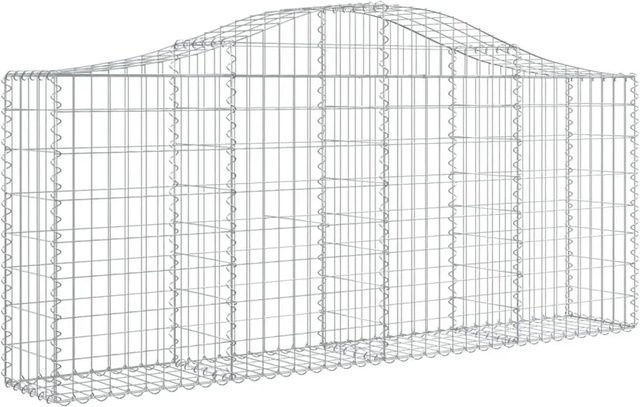 vidaXL Gabionen mit Hochbogen aus Eisen, 2 Stück, B/T/H: 200 x 30 x 80/100 cm - Bild 1