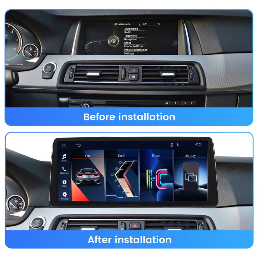 MEKEDE All-in-One Autoradio Navigations-Headunit mit 12,3 Zoll Multimedia-Display für BMW 5er Serie F10 CIC NBT System, Schwarz, kabelloses CarPlay und Android Auto - Bild 5
