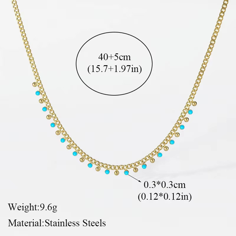 EILIECK Schmuck-Set Halskette und Armband, Edelstahl, Blau, Perle, Damen - Bild 2