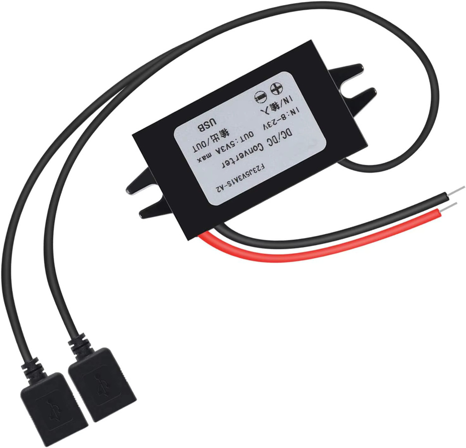 AOKIN 2er-Set Doppel USB Auto Konverter Modul 12V zu 5V 3A 15W DC zu DC Spannungsregler in Schwarz - Bild 5