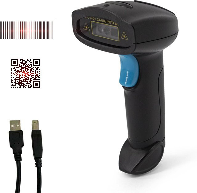 Honor Electronics U-2W Barcode-Scanner, tragbarer 1D-2D USB-Wireless-Leser mit manuellem Auslöser und automatischem Scannen, Schwarz - Bild 1