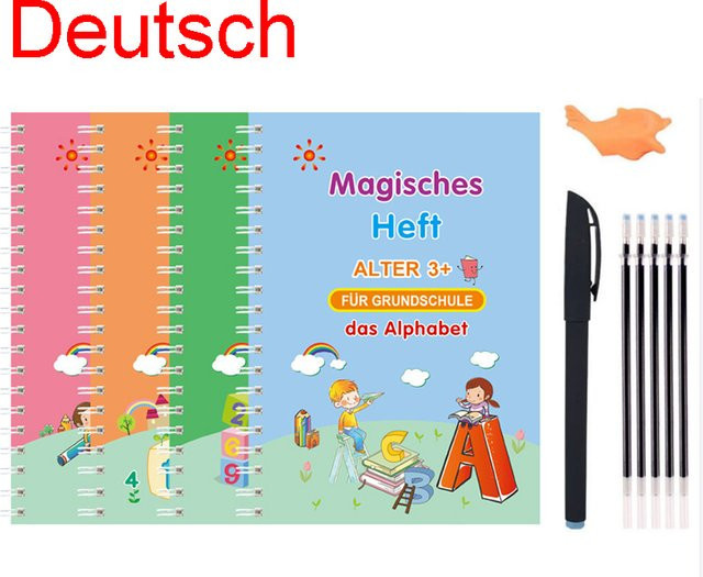 HMRANT Wiederverwendbares Deutsch-Schreibübungsbuch für Kinder zur Kalligraphie und zum Erlernen der Handschrift, Mehrfarbig - Bild 1