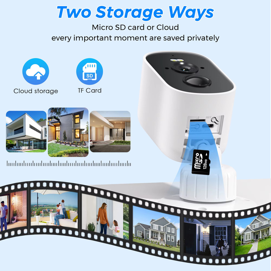 Abuntu 5MP HD Wireless Wifi Überwachungskamera mit ICsee App, 5X Zoom und eingebauter 4800mAh Batterie, Weiß - Bild 6
