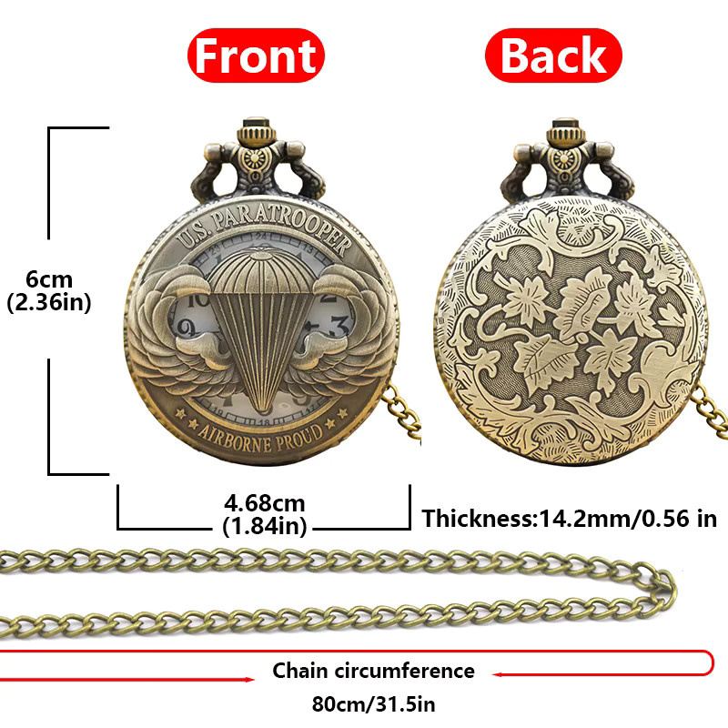 Wecin Halskettenanhänger Taschenuhr, Quarz, Bronze, Unisex - Bild 3