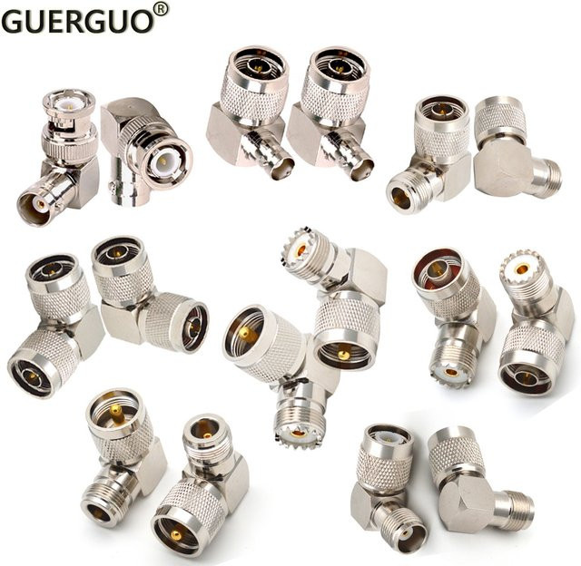 GuerGuo Adapter-Set BNC N TNC UHF 90 Grad Winkel Stecker Buchse Erweiterung in Silber - Bild 1