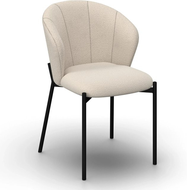 Bessagi Home Stuhl Zoey Beige Chenille Gepolstert mit Metallgestell - Bild 1