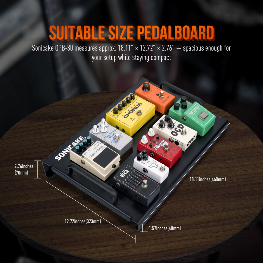SONICAKE Gitarren-Pedalboard in Schwarz mit Pedalen, Kabelbindern und Patchkabeln - Bild 4