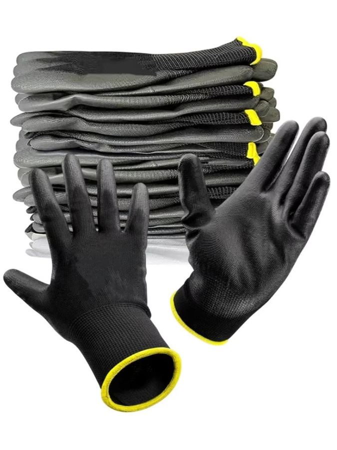 INMAICH Sicherheits-Arbeitshandschuhe mit PU-Beschichtung, 2 Paar, Anti-Grip und nahtlos gestrickt, ideal für Mechaniker und Gartenarbeit - Bild 6