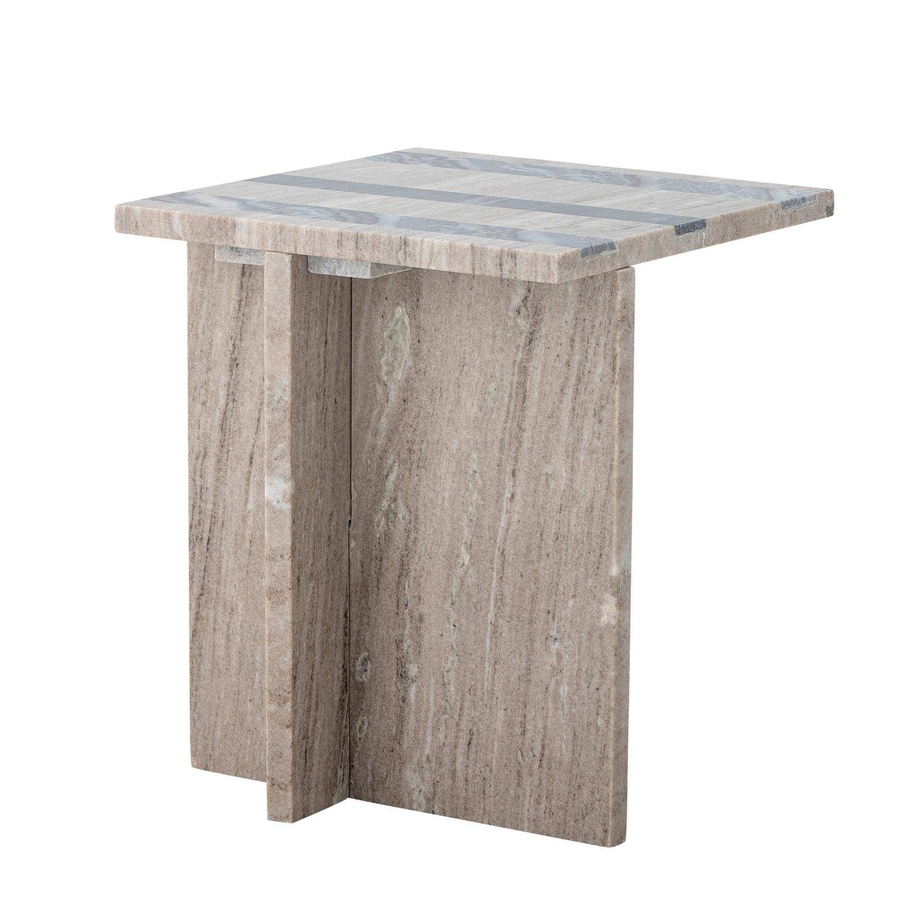 Bloomingville Beistelltisch Clea aus Marmor in Braun mit Streifenmuster, B/T/H: 40,0 x 35,5 x 35,5 cm - Bild 1