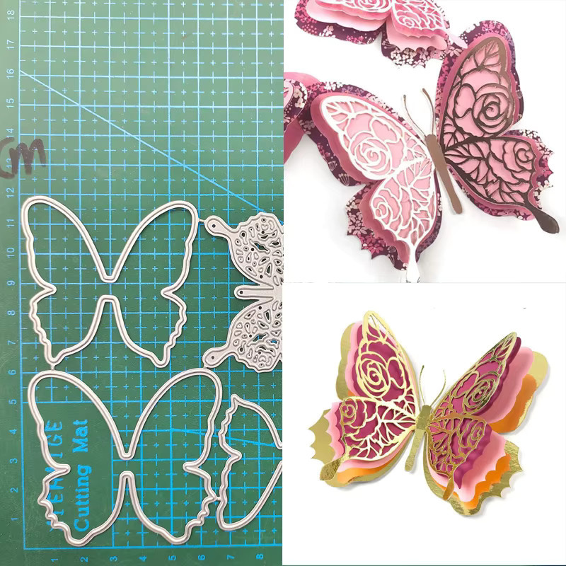 Metall Schneidwerkzeug Prägung Schablone mit Weihnachtsglocken Schmetterling und Blumenrahmen in Silber - Bild 2