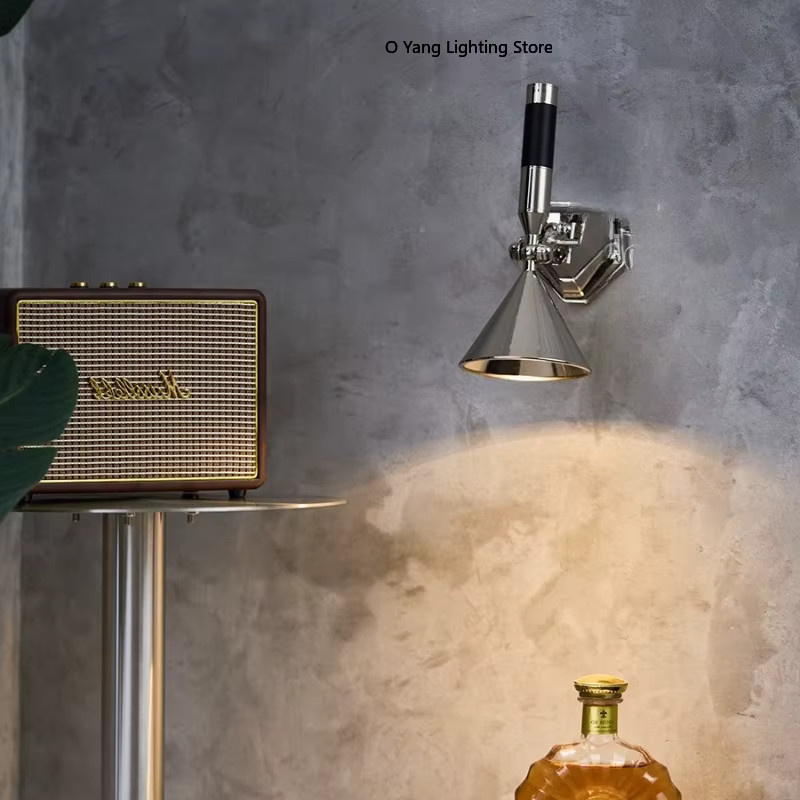 JIANKEXING Industrielle LED-Wandlampe aus Metall in Silber, verstellbarer Wandstrahler mit GU10 Fassung für Schlafzimmer und Flur - Bild 3