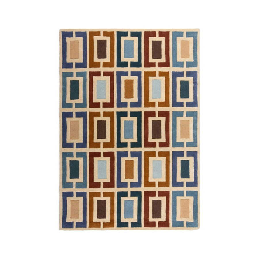 Flair Rugs Wollteppich Retro Blocks in Blau-Braun mit geometrischem Muster, B/T: 200 x 290 cm - Bild 2