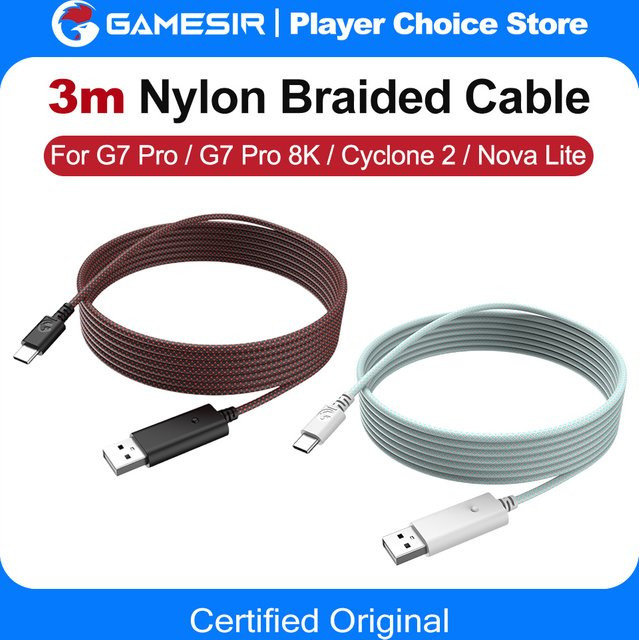 GameSir 3m Nylon-Ladekabel in Grün/Mehrfarbig für G7 Pro, G7 Pro 8K, Cyclone 2, Nova Lite, X5 Lite, G7 SE, G8, G8+ und MFi kompatible Gamepads - Bild 1