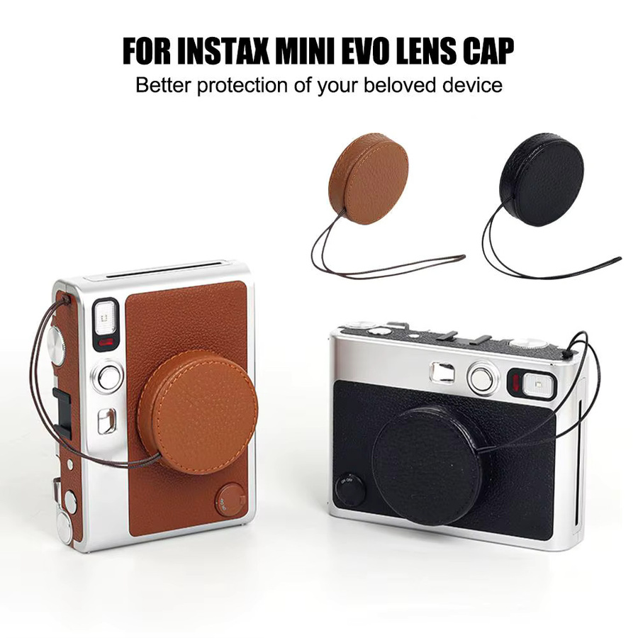 Fujifilm Objektivdeckel aus PU Leder für Instax Mini EVO in Braun - Bild 2