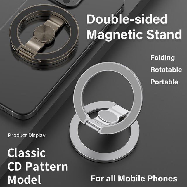 WSSHE CD Texture Circle Doppelseitiger Magnethalter für den Schreibtisch in Silber - Bild 1