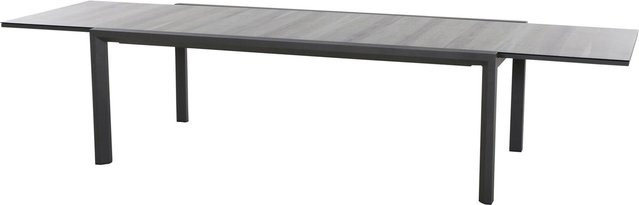 Siena Garden Kingston Ausziehtisch für Garten und Terrasse, Farbe Matt Graphit/Woodlook, Material Alu/Keramik/Glas, B/T: 220 bis 340 x 108 cm - Bild 1