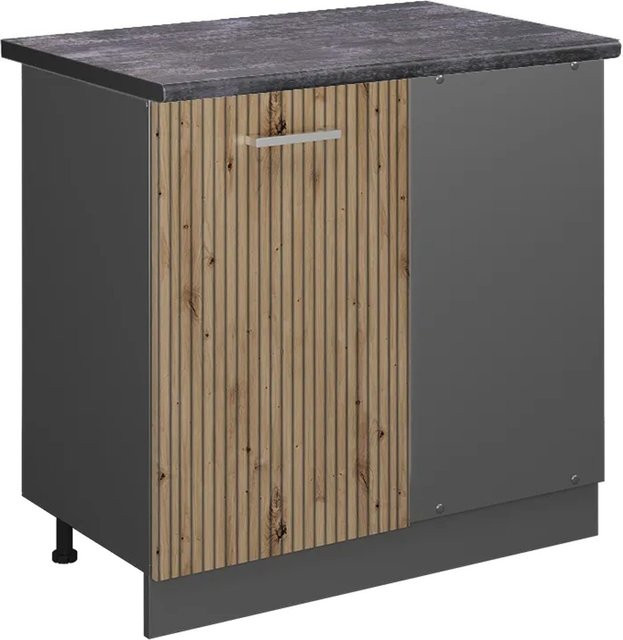 Vicco Eckunterschrank R-Line Küchenunterschrank in Artisan-Eiche und Anthrazit, B/T/H: 86 x 60 x 81,6 cm - Bild 1