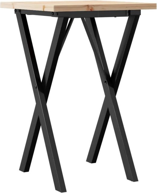 vidaXL Esstisch mit X-Gestell aus Massivholz Kiefer und Gusseisen in Braun, B/T/H: 50 x 50 x 75,5 cm - Bild 1