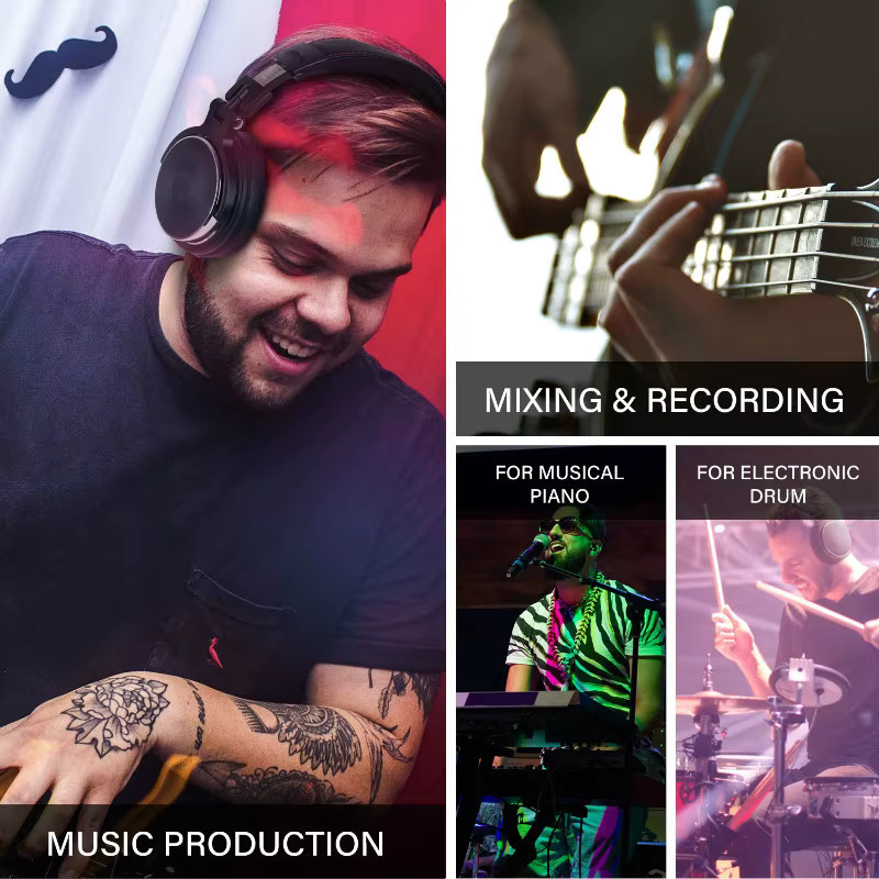 Oneodio Professional Studio Pro DJ-Kopfhörer mit Mikrofon, HiFi Hi-Res Monitor-Headset, Schwarz, On-Ear - Bild 4