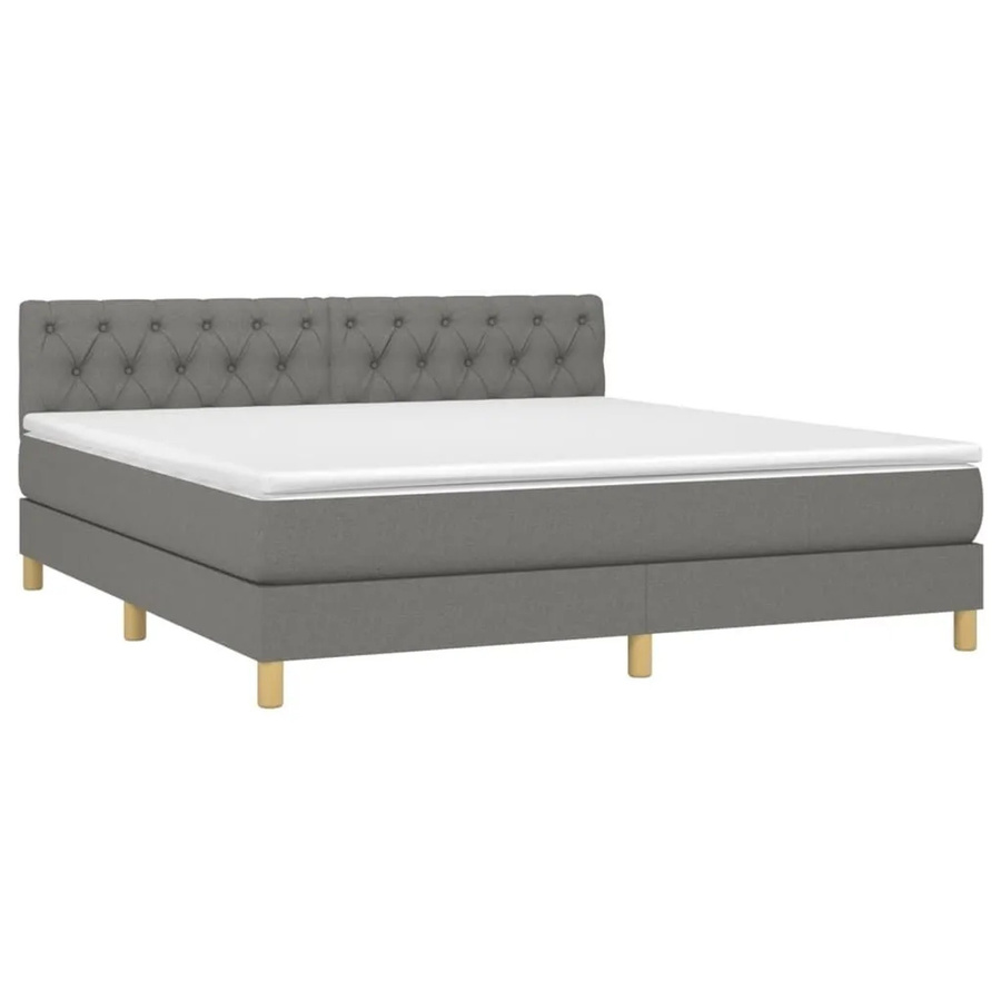 vidaXL Boxspringbett Hybrid mit Matratze und LED-Unterbettbeleuchtung in Dunkelgrau, B/T/H: 160 x 200 x 78 cm - Bild 2