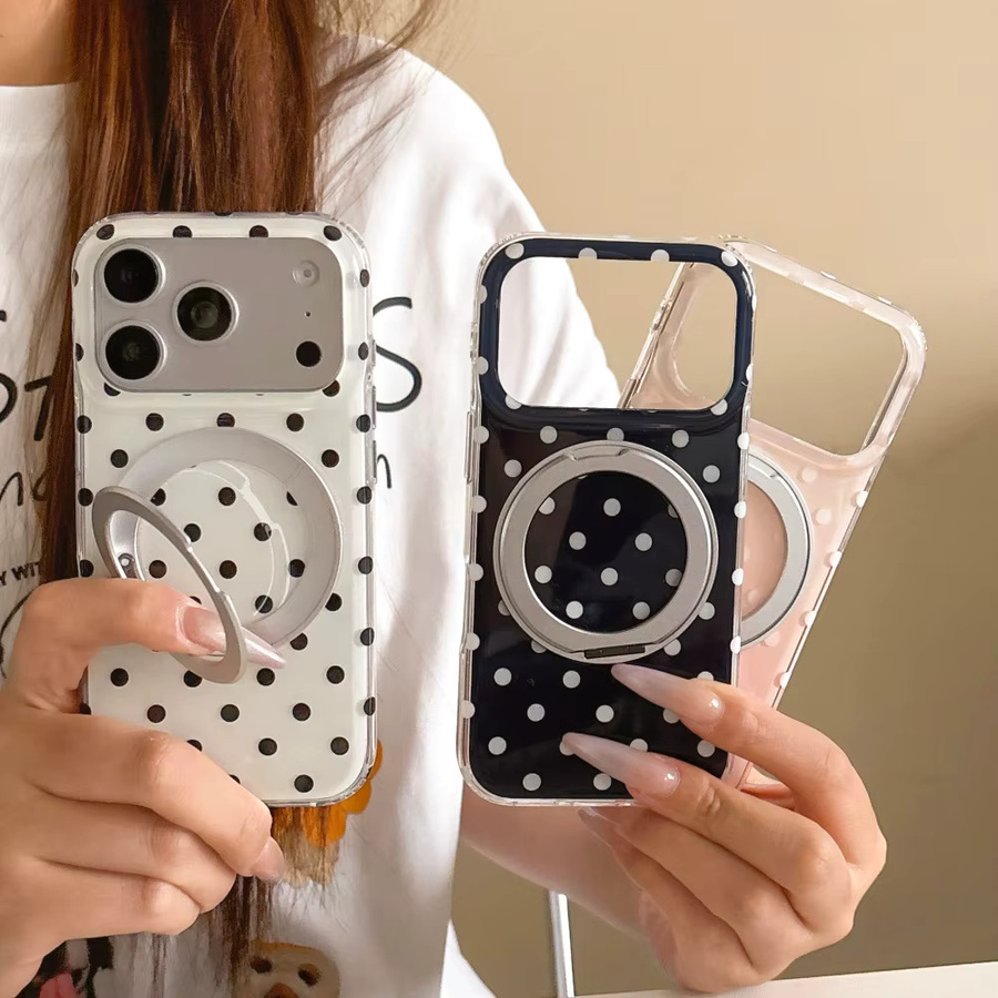 Apple iPhone Handyhülle mit buntem koreanischem Polka-Dot-Muster und MagSafe-Unterstützung in Multicolour und Weiß - Bild 2