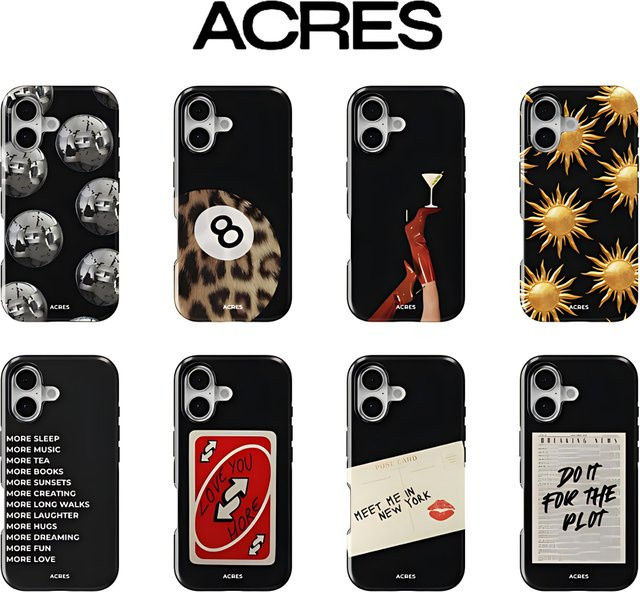 ACRES Noir Retro Y2K Grafik-Handyhülle für iPhone 11 bis iPhone 17 Pro Max, Schwarz, Doppelschichtig - Bild 1