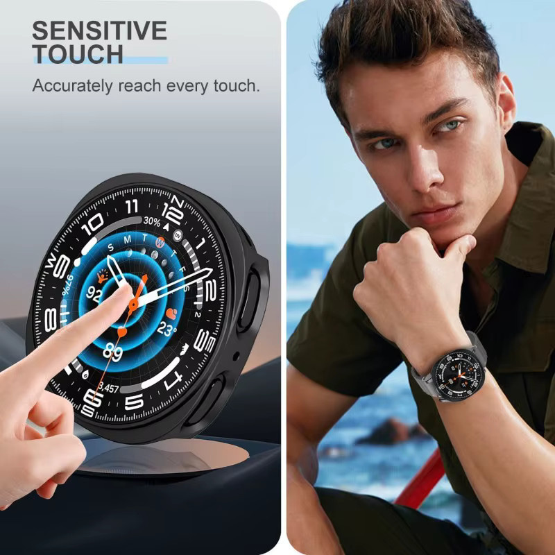 Mptionx Sichtschutzglas + Hülle für Samsung Galaxy Watch 8, Schwarz - Bild 6