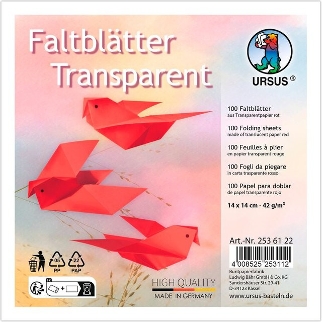 URSUS Transparentpapier-Faltblätter in Rot - Bild 1