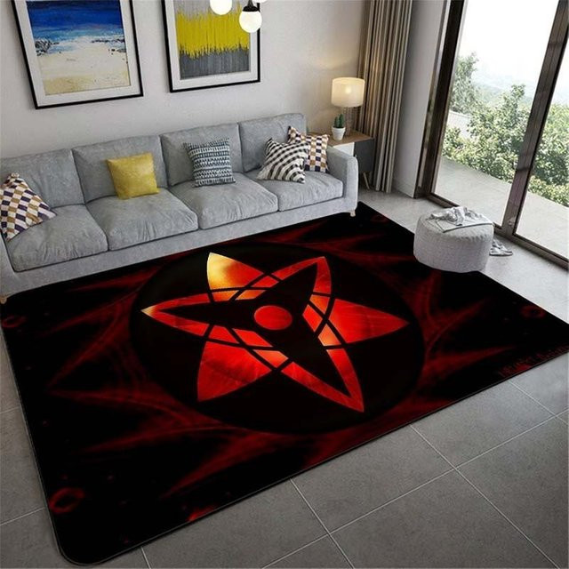 Rutschfester Anime Naruto Teppich von YunhengTechnology in Schwarz, weiche Bodenmatte aus Polyester für Wohnzimmer und Schlafzimmer, B/T: 120 x 160 cm - Bild 1