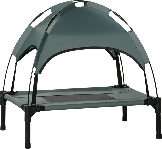 PawHut Hundeliege Outdoor mit Baldachin und Dach, erhöhtes Haustierbett aus atmungsaktivem Stoff in Grau, B/T/H: 61 x 46 x 62 cm - Bild 1