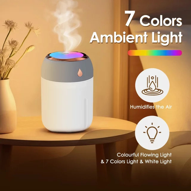 AFDEAL Aromatherapie-Diffusor mit Doppelsprüh-Funktion und farbiger Beleuchtung, Weiß, 300ml oder 600ml - Bild 1