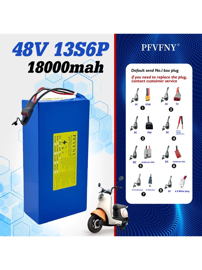 Lithium-Ionen-Batteriepack 48V 18Ah 13S6P in Blau für Motorleistungen von 500W bis 2000W - Bild 7